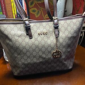 Beige and Brown Monogram Tote